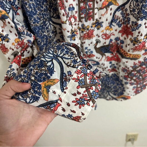 J McLuaghlin Lois Blouse bird floral print button down shirt - Picture 6 of 7